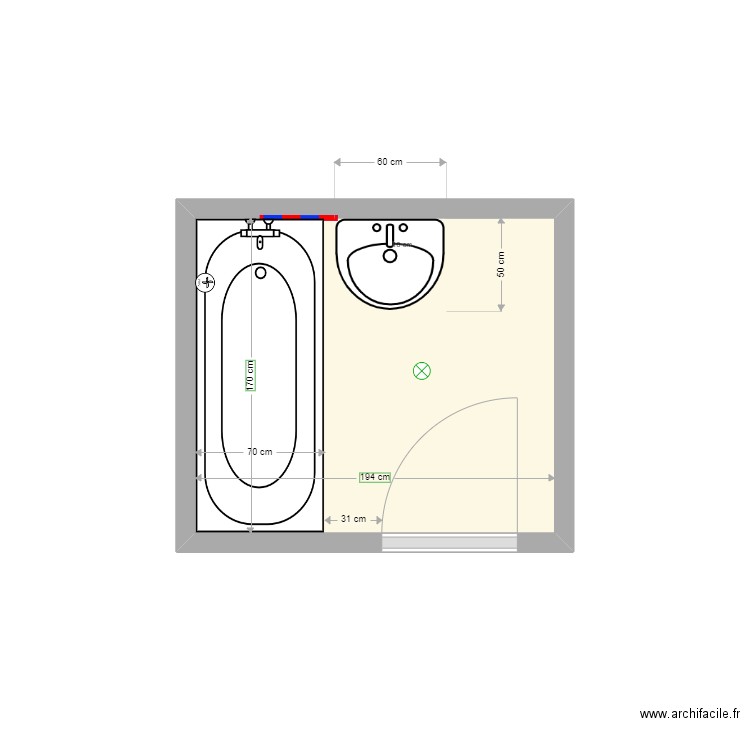 DE SAINT JEAN existant. Plan de 1 pièce et 3 m2