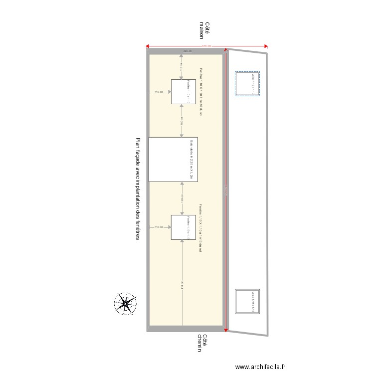 Petit  AULNAY Dépôt Permis de construire, plan façade avec toiture. Plan de 5 pièces et 59 m2