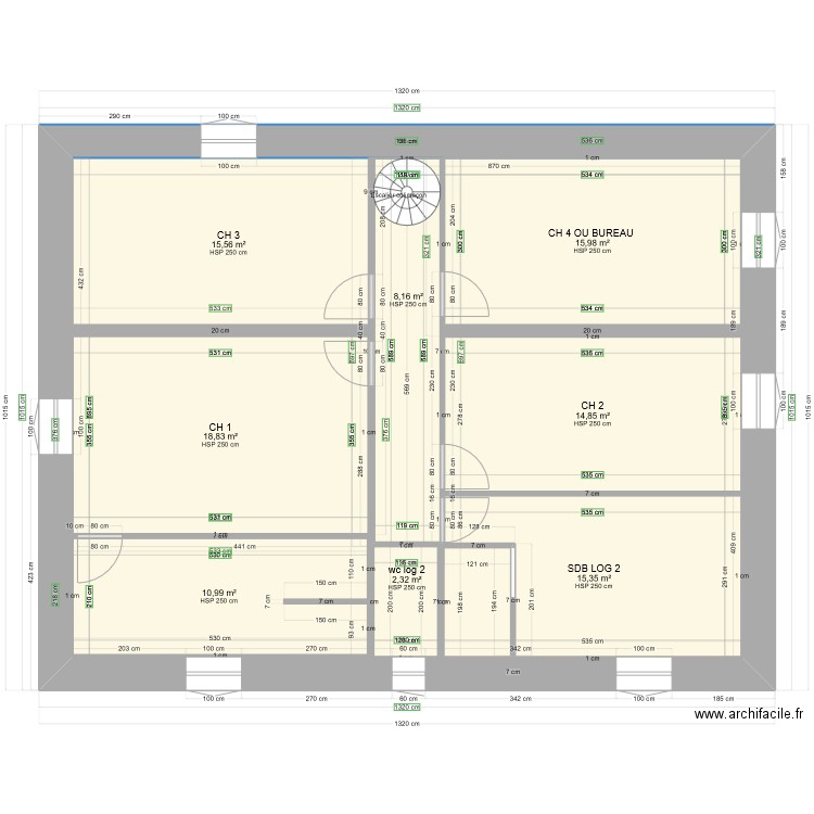 PLAN LACAUNE GABI ETAGE 2 LOG 2 final. Plan de 8 pièces et 194 m2