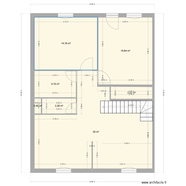 michel. Plan de 7 pièces et 75 m2