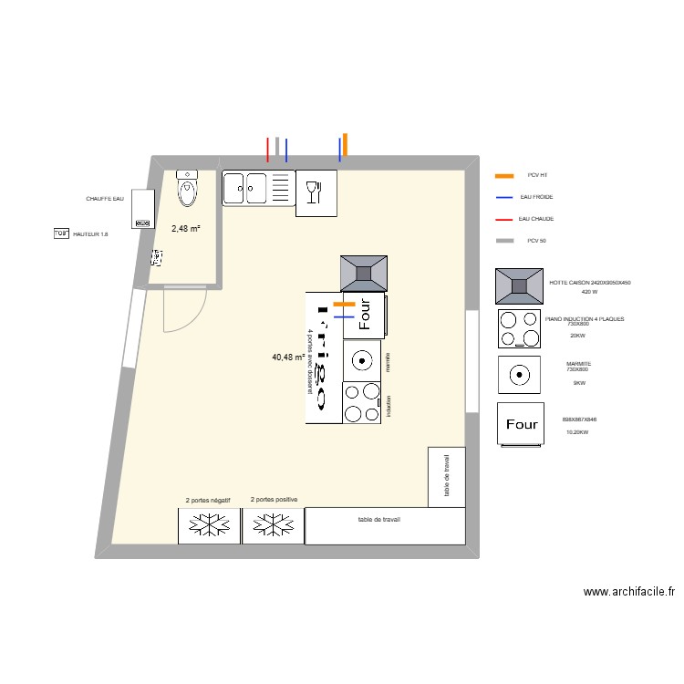 calonne. Plan de 2 pièces et 43 m2