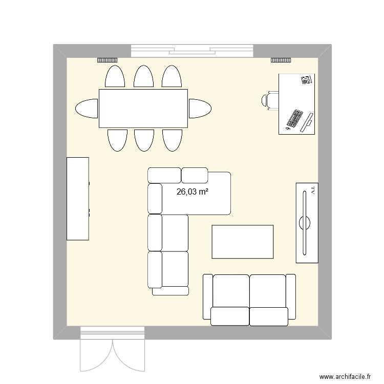 Salon4. Plan de 1 pièce et 26 m2