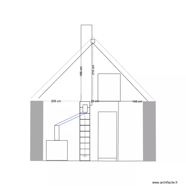 profil mur refend c&ocirc;t&eacute; cuisine. Plan de 