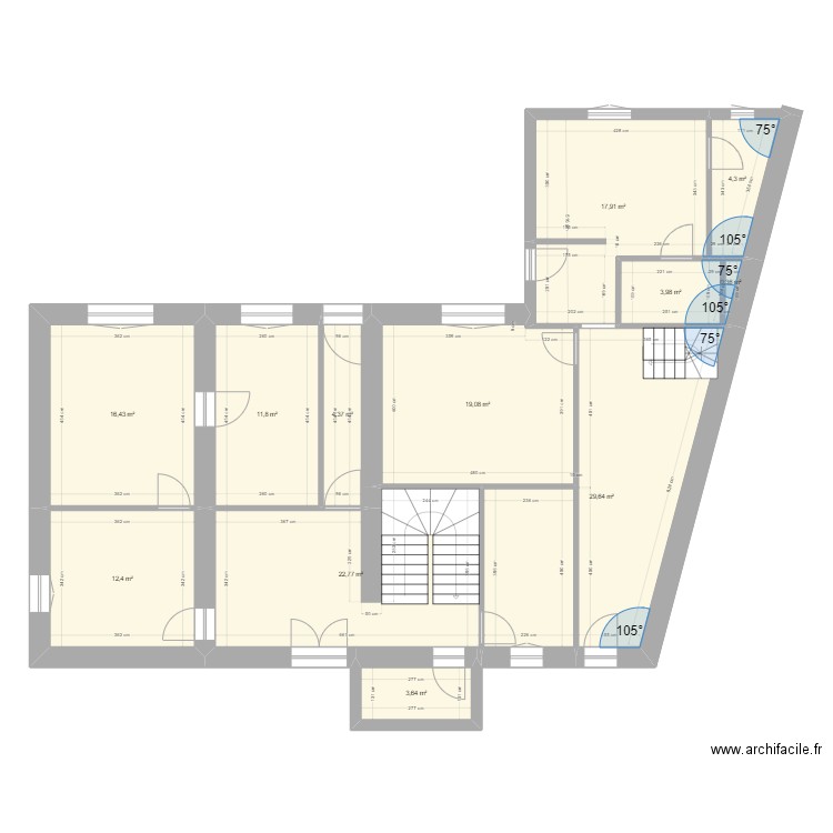 chabons rez de chaussée. Plan de 12 pièces et 147 m2