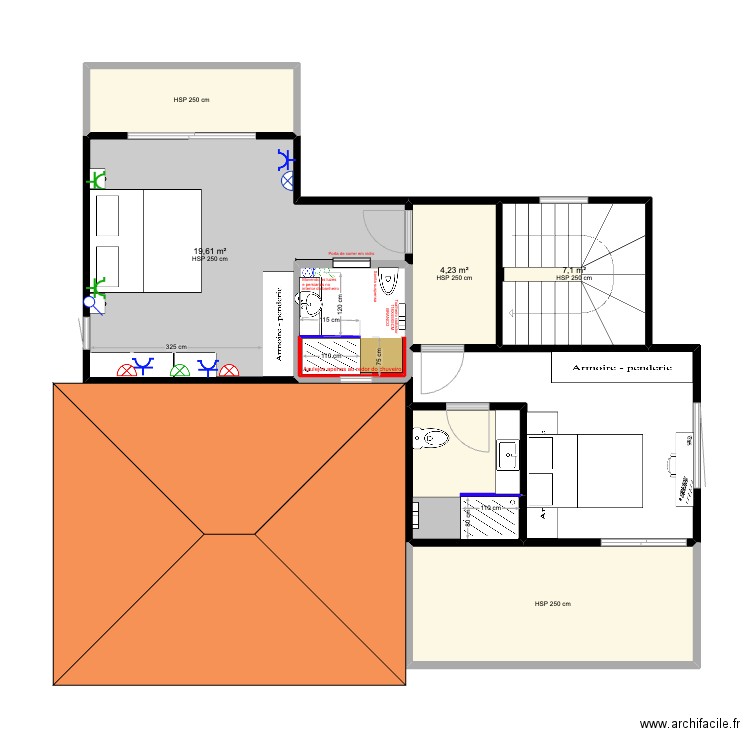 Goldra 2tage. Plan de 13 pièces et 122 m2