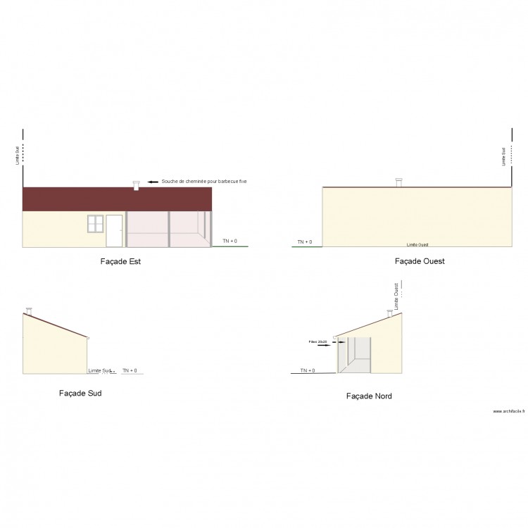 Façades. Plan de 0 pièce et 0 m2