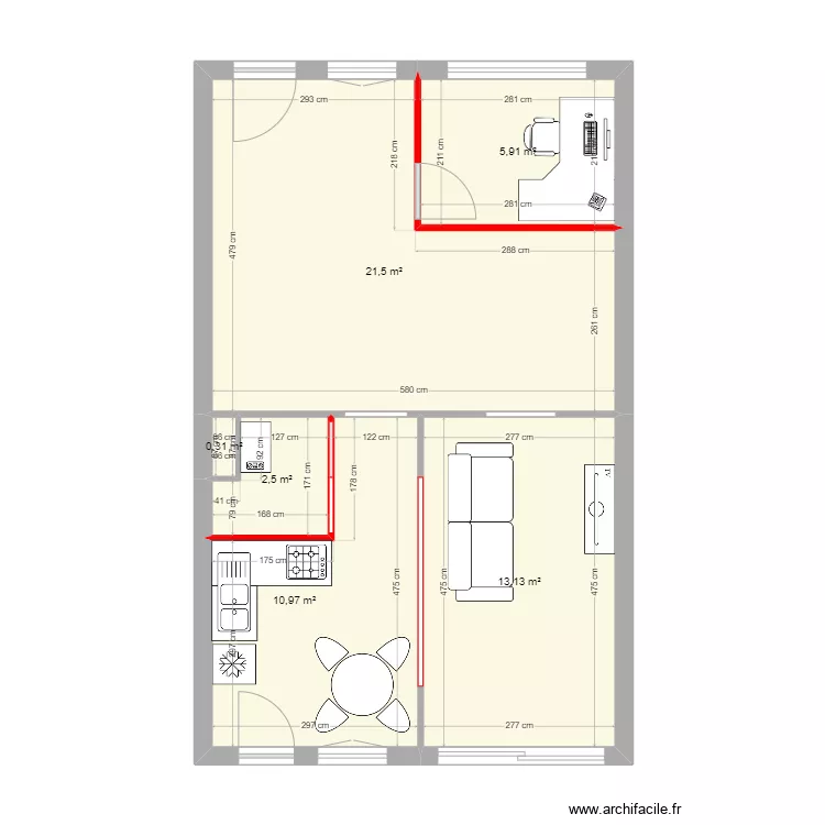 Maison RDC NAY. Plan de 