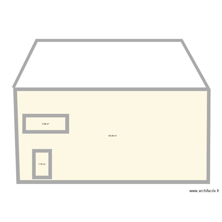 Maison face 1. Plan de 3 pièces et 102 m2