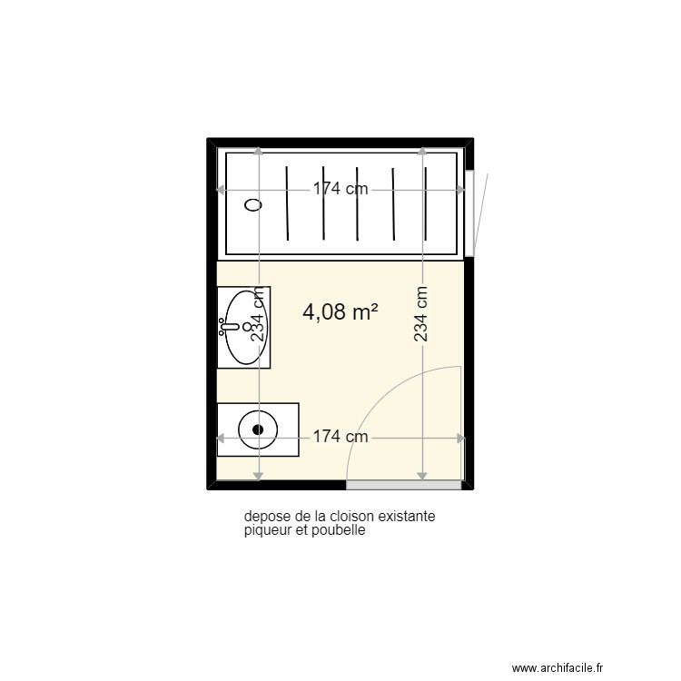 LEMEUR CHRISTINE . Plan de 1 pièce et 4 m2