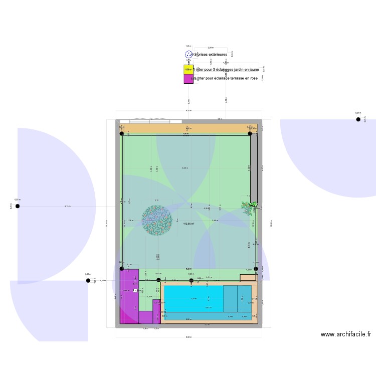 Jardin dernier avec arrosage A. Plan de 1 pièce et 113 m2