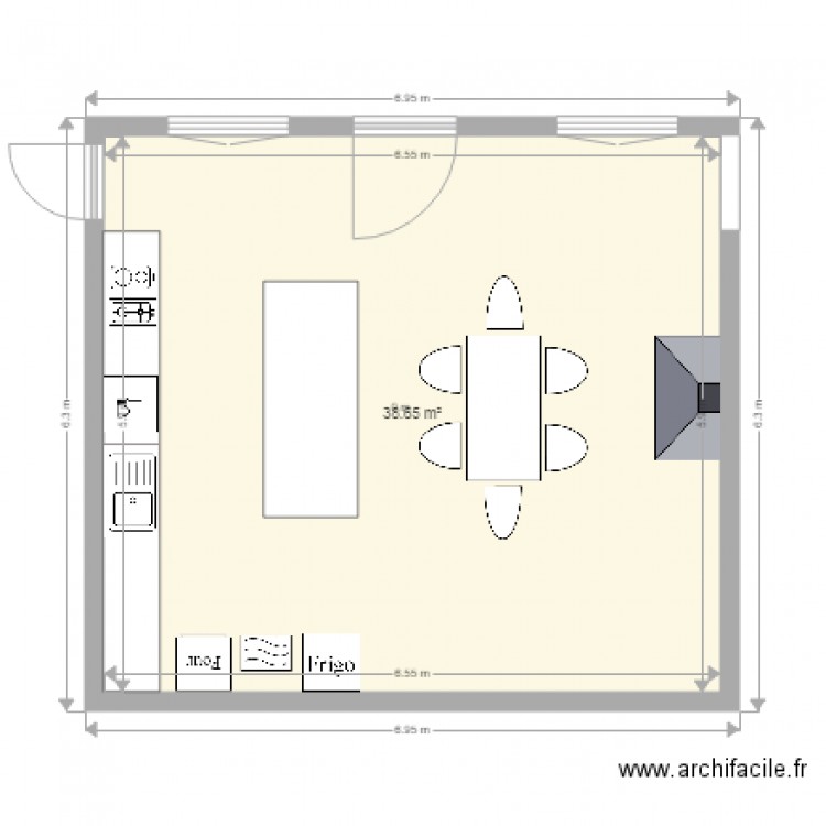 Cuisine Projet Ilot. Plan de 0 pièce et 0 m2