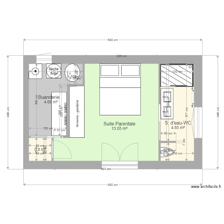 Suite Parentale. Plan de 0 pièce et 0 m2