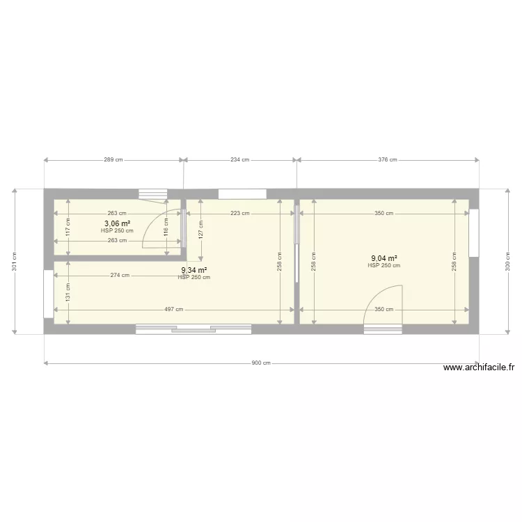 Module 3*9 m&egrave;tres. Plan de 