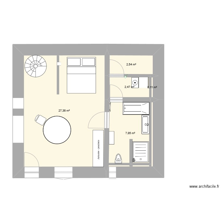 maison v2. Plan de 5 pièces et 40 m2