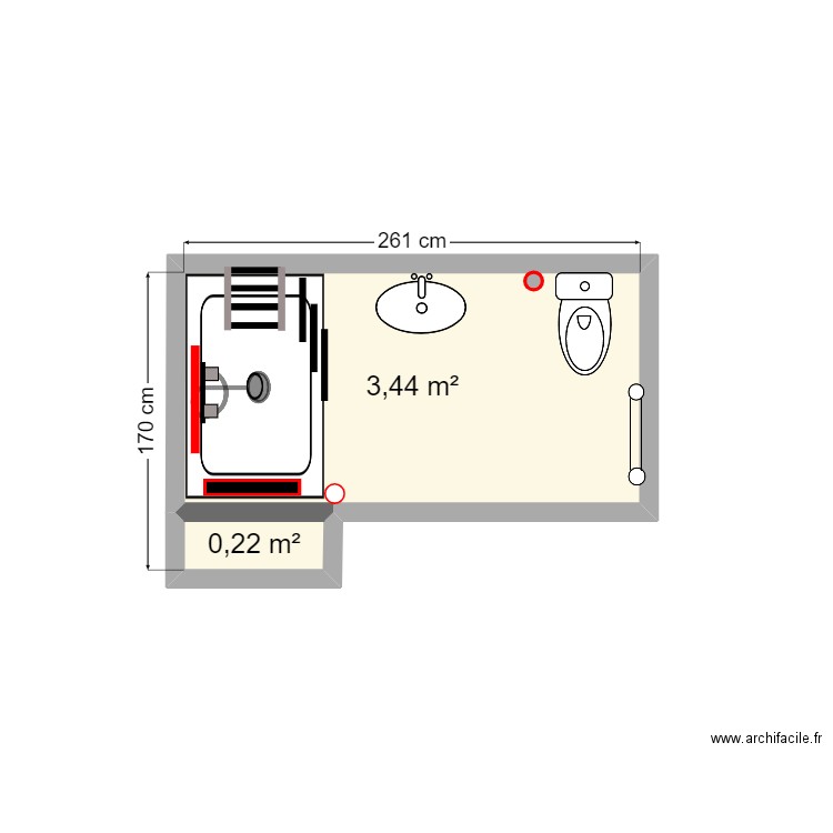 BENFARES plan projeté. Plan de 2 pièces et 4 m2