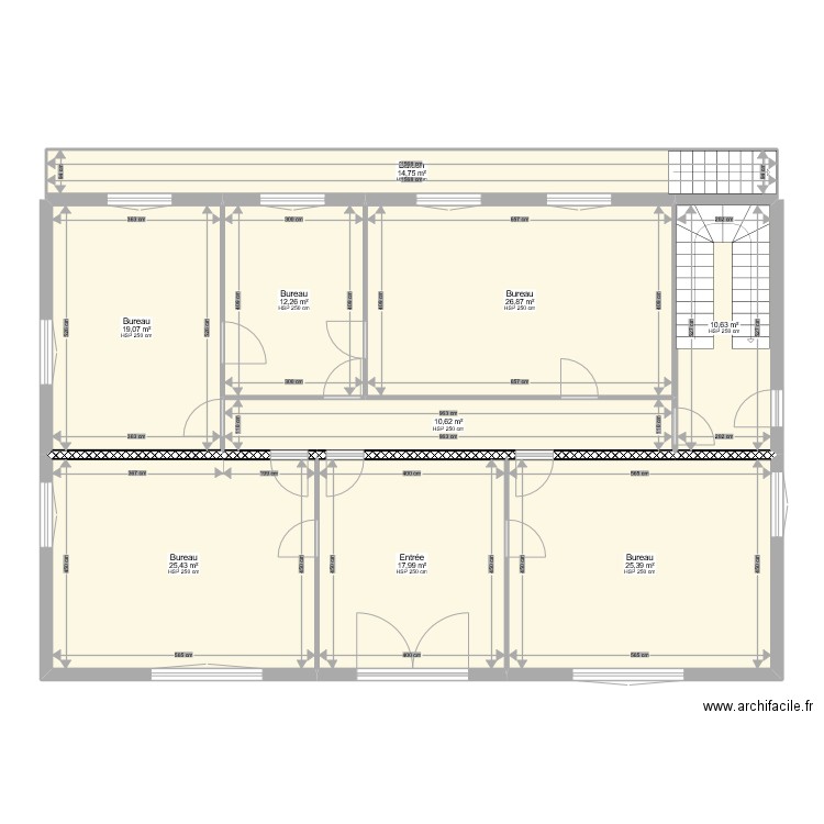 RdC Haut Initial. Plan de 9 pièces et 163 m2