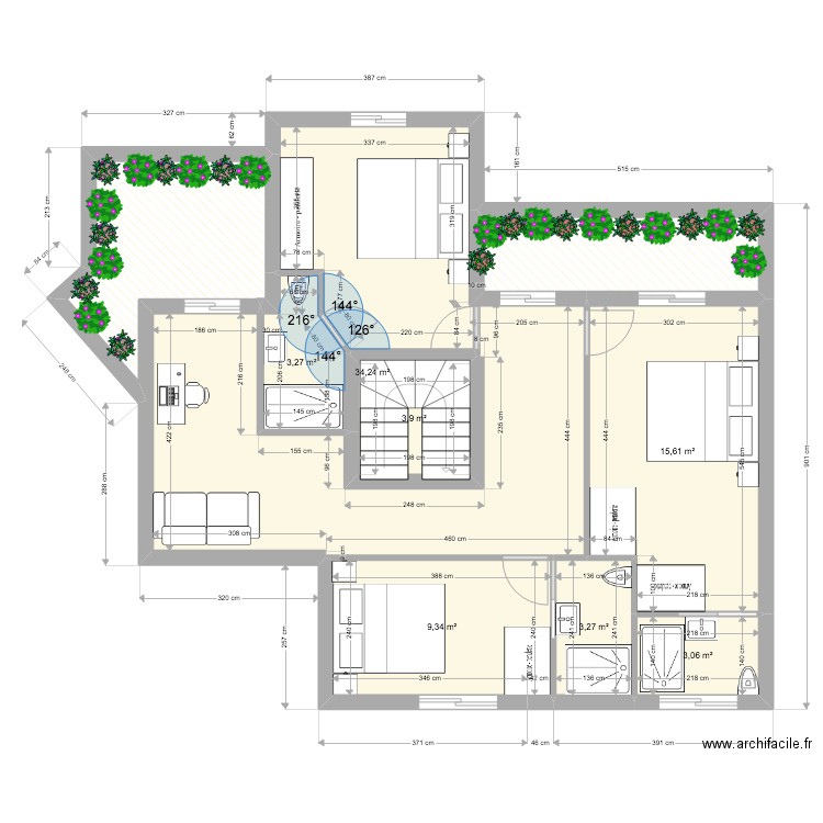 Atico Blanquerna étage projet. Plan de 9 pièces et 88 m2