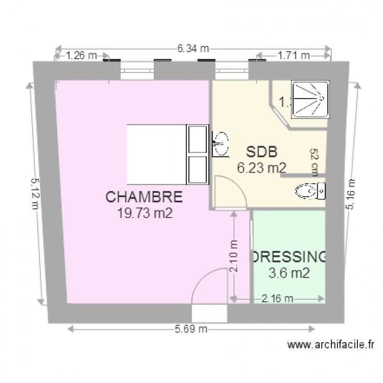 mur chambres 1er etage V7. Plan de 0 pièce et 0 m2