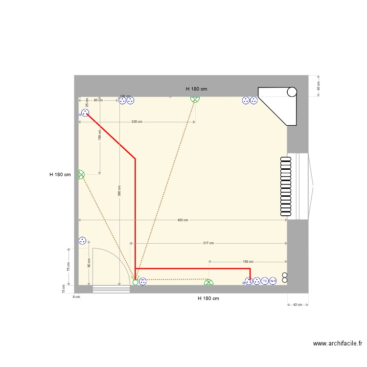 Chambre R1 milieu. Plan de 0 pièce et 0 m2