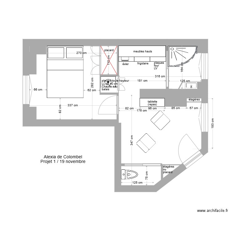 alexia projet 1 decembre. Plan de 5 pièces et 23 m2