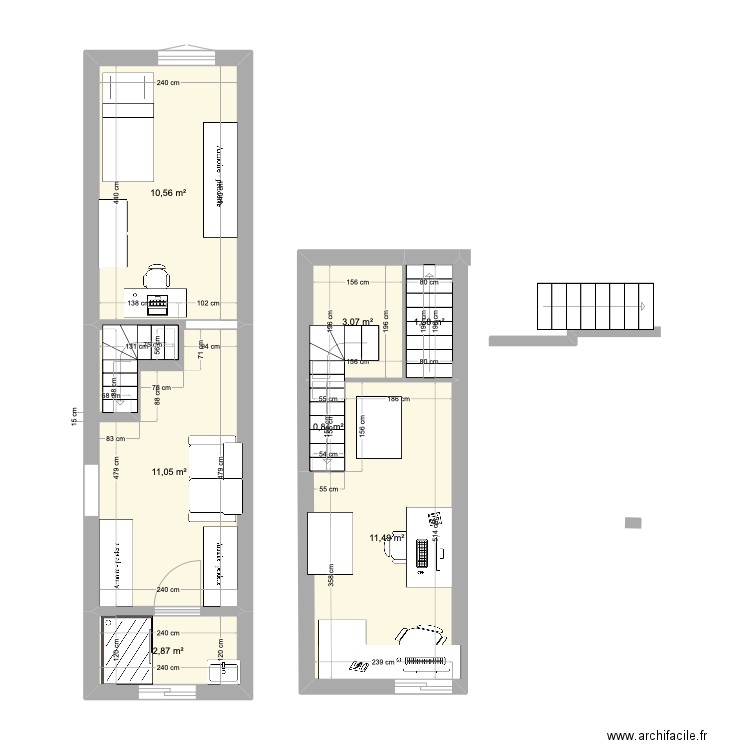 extension. Plan de 7 pièces et 41 m2