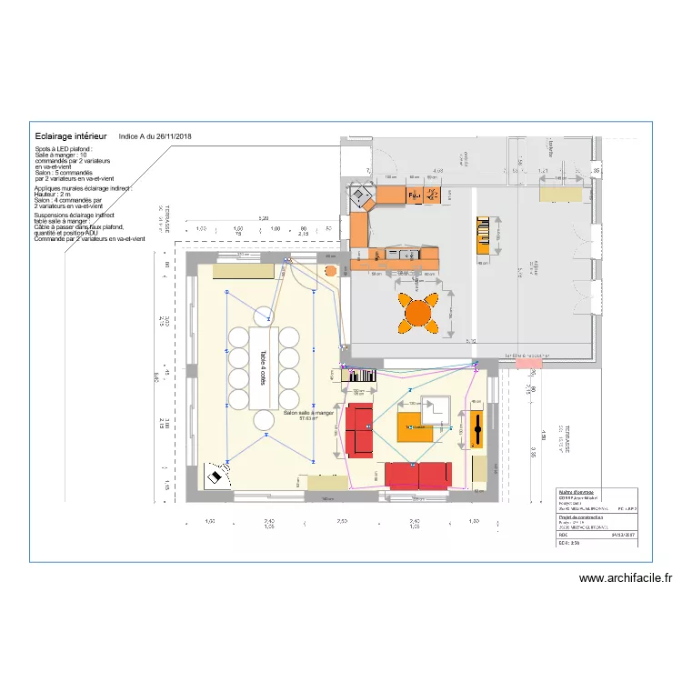 Eclairage int&eacute;rieur. Plan de 