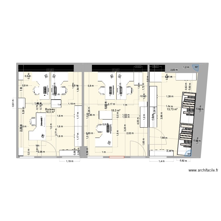 NIEMEYER ESIC v2. Plan de 3 pièces et 52 m2