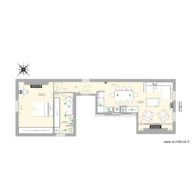 Plan Mobilier / Eclairage / Interrupteurs. Plan de 0 pièce et 0 m2