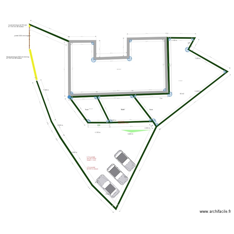 implantation avec cotes. Plan de 0 pièce et 0 m2