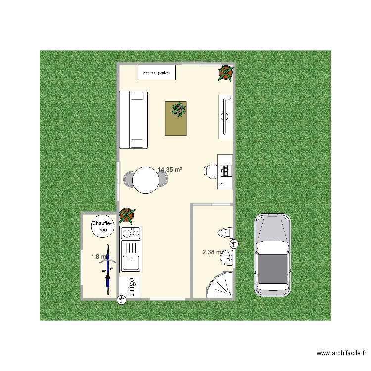 Maison minimaliste 17m2. Plan de 0 pièce et 0 m2