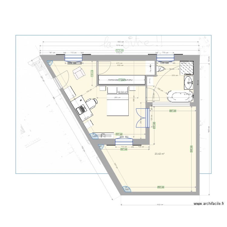 SdB etage  version 3. Plan de 0 pièce et 0 m2