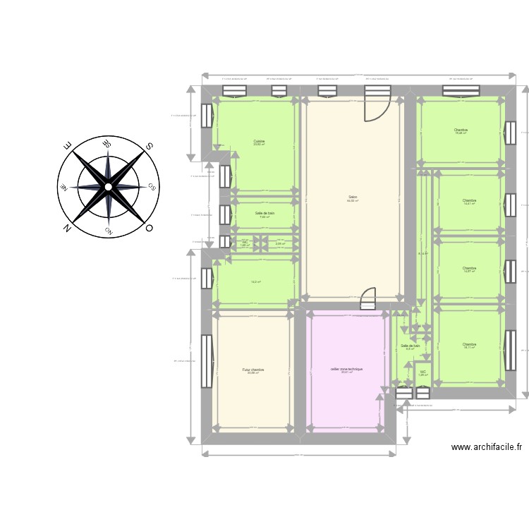 ducos. Plan de 15 pièces et 258 m2