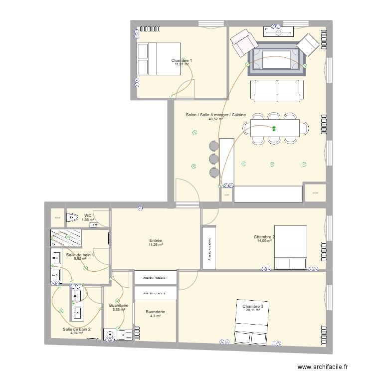 SAINT_NICOLAS_EXISTANT. Plan de 13 pièces et 120 m2