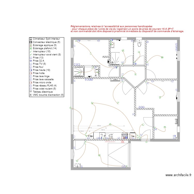 ERMINE. Plan de 9 pièces et 109 m2