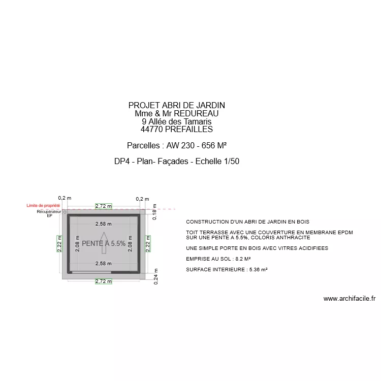 DP4 2/2 REDUREAU. Plan de 