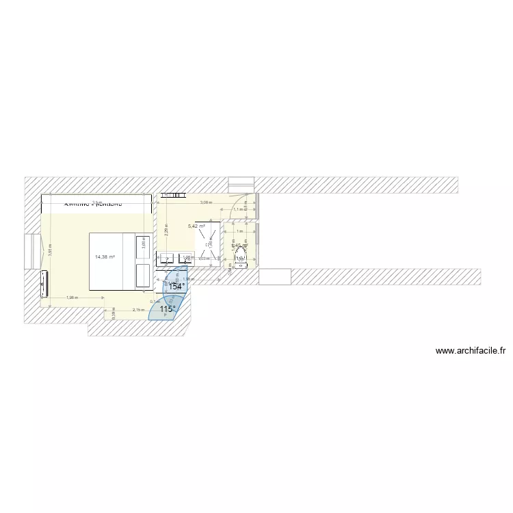 Plan Chambre Valady wc ss escalier. Plan de 