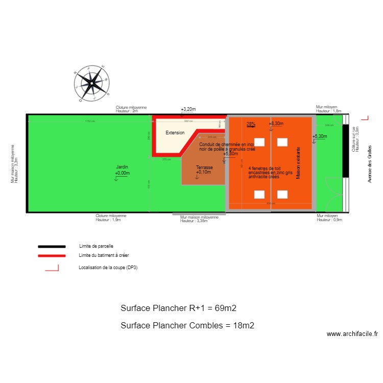 PLAN DE TOIT PROJETE. Plan de 0 pièce et 0 m2