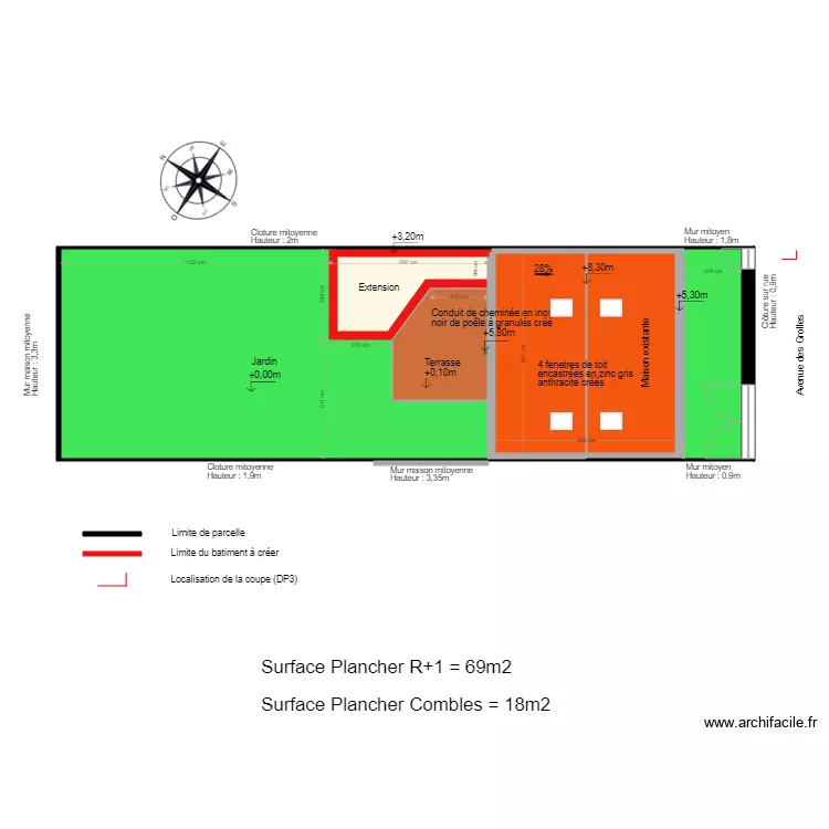 PLAN DE TOIT PROJETE. Plan de 