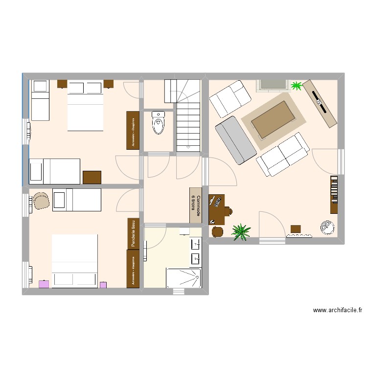 Aménagement RDC LGDV déc 22. Plan de 8 pièces et 82 m2