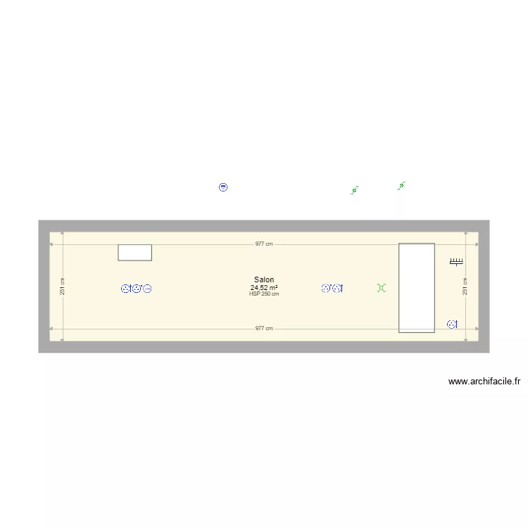 salon prises cot&eacute; garage. Plan de 