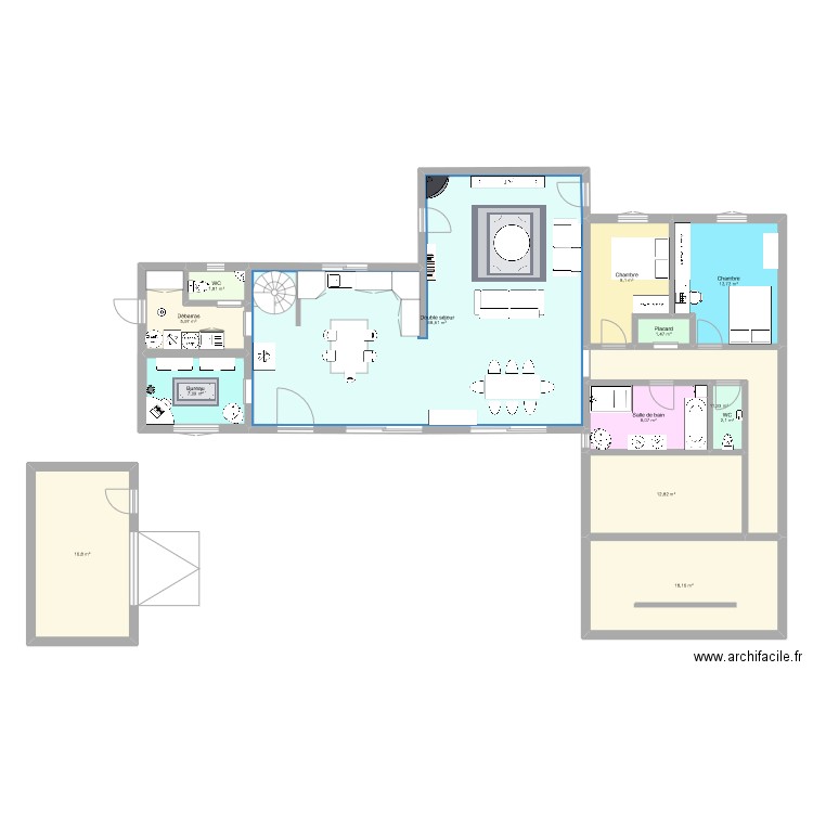 Maison garage à part et cave à vin sous sol. Plan de 13 pièces et 176 m2