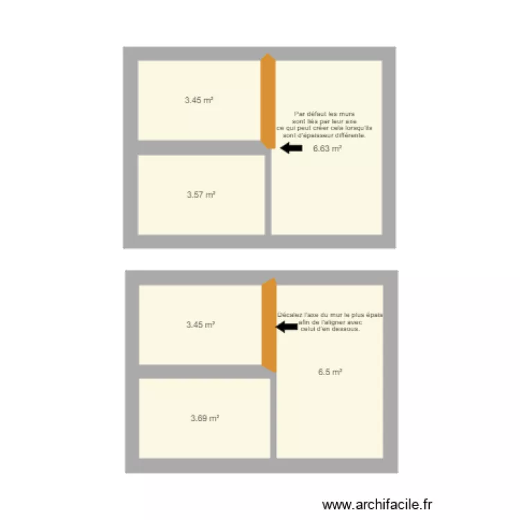 Décalage de mur aligné. Plan de Décalage de mur aligné. Plan de