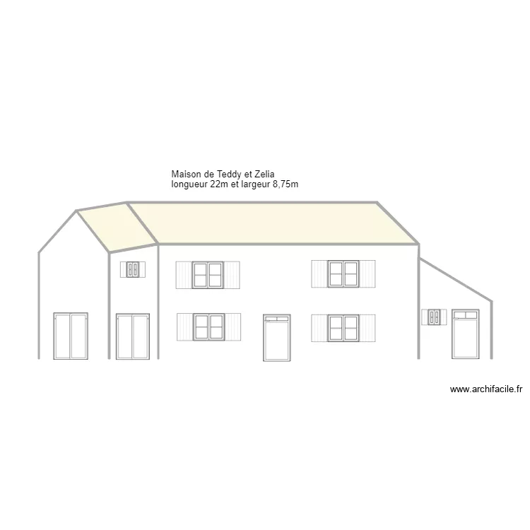 Maison Teddy Vue Facade cot&eacute; sud est. Plan de 