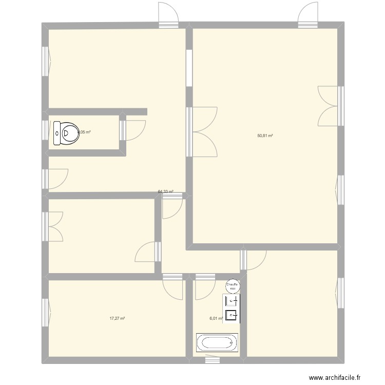 acacias. Plan de 5 pièces et 142 m2