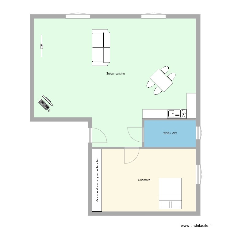 Cusitin Plan en cour. Plan de 3 pièces et 95 m2