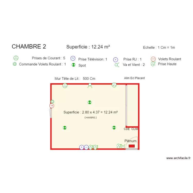 CHAMBRE 2. Plan de CHAMBRE 2. Plan de