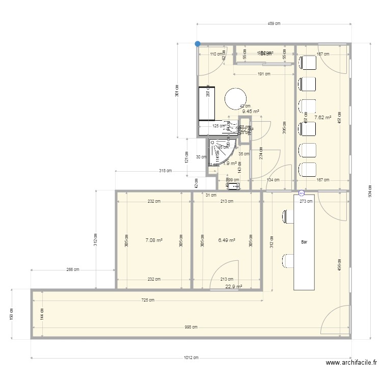 Extension cabinet proj 1. Plan de 8 pièces et 57 m2