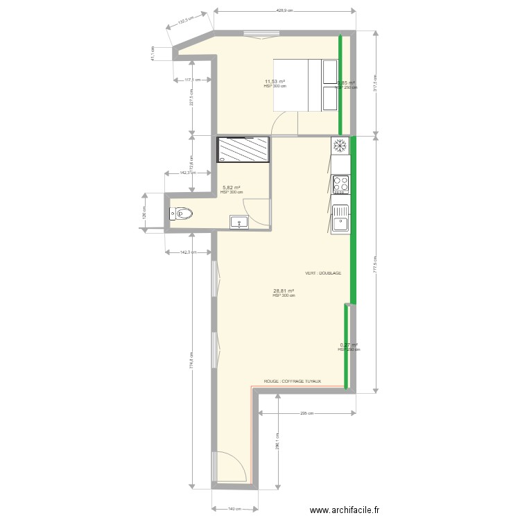 GOURMELIN. Plan de 5 pièces et 47 m2