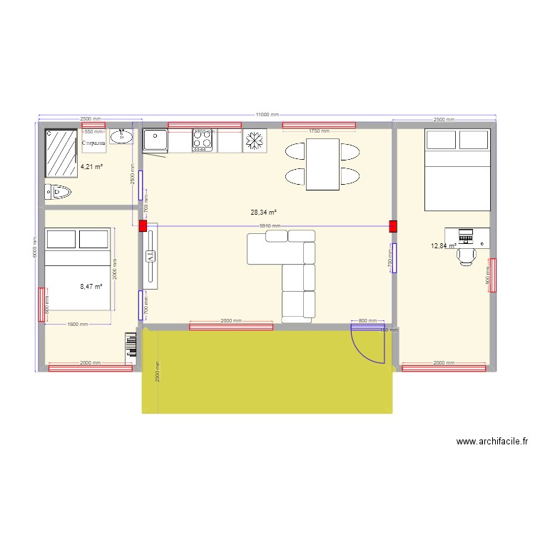 60 1 НФ. Plan de 0 pièce et 0 m2