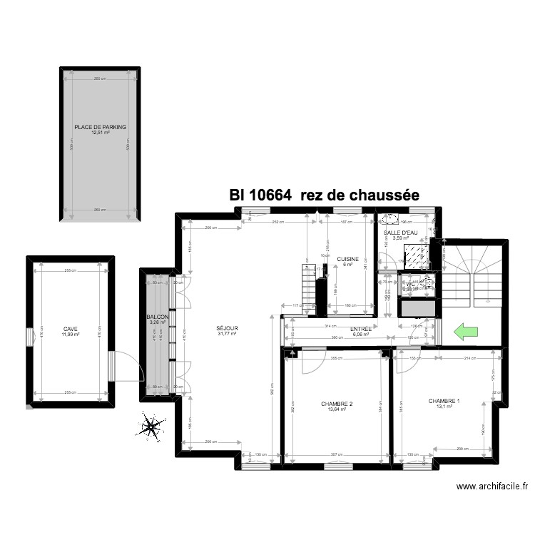 BI 10664. Plan de 18 pièces et 192 m2